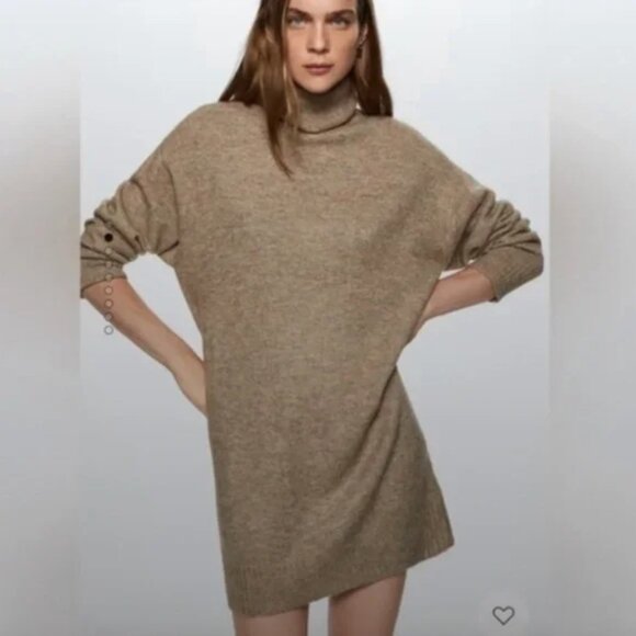 NWT - Brown Turtleneck Dress | Sweater Dress | Brown Dress | Brown Sweater - Picture 1 of 5